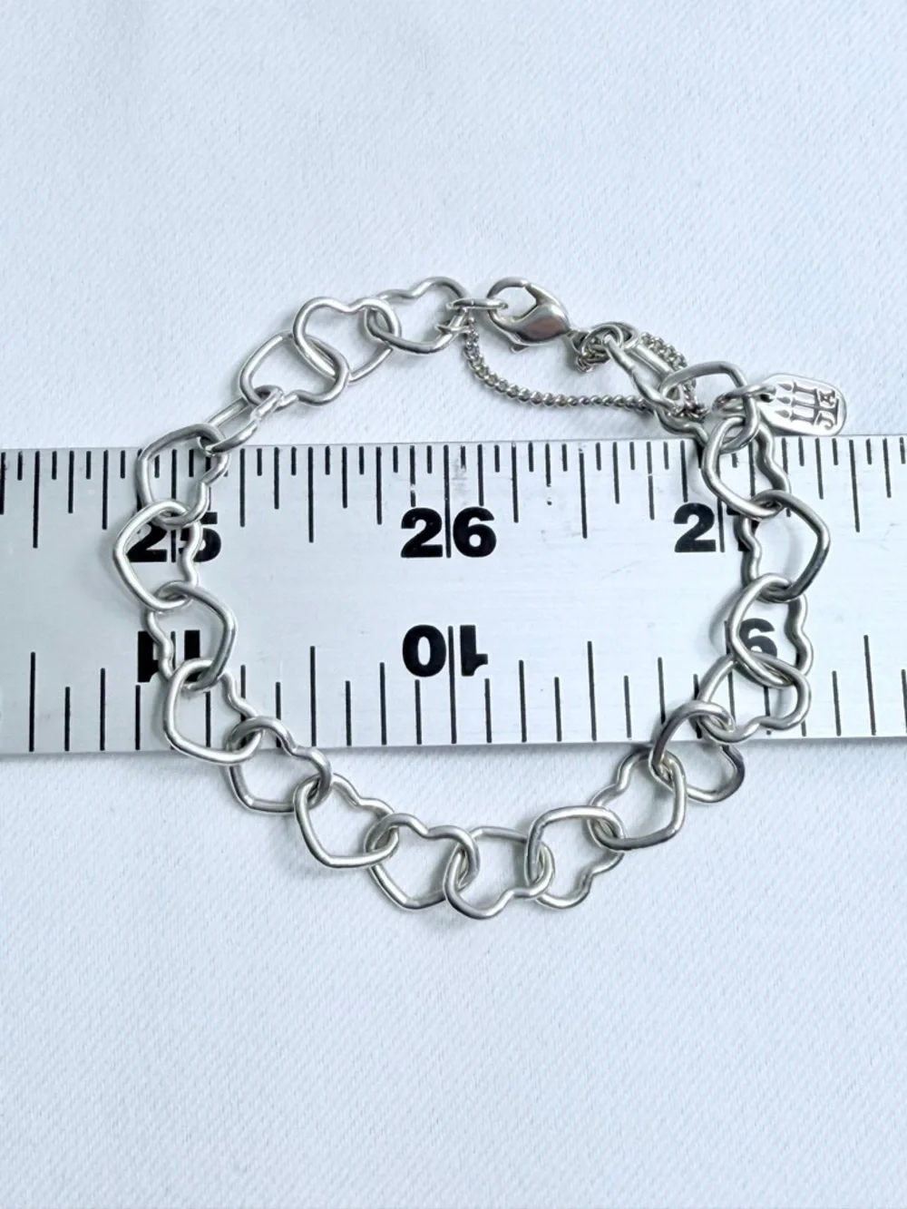 James Avery Sterling Silver HEART LINKS Bracelet w/Safety Chain - Size S - Picture 15 of 16